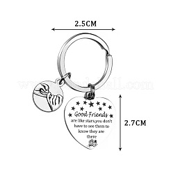 Porte-clés pendentif en acier inoxydable anti-ternissement avec lettrage en forme de cœur&nbsp;HEAR-PW0001-154