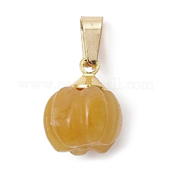 Natürliche gelbe Aventurin-Kürbis-Anhänger mit goldfarbenen 304 Edelstahl-SchnappKlauen&nbsp;PALLOY-JF02349-02