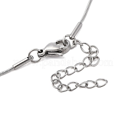 Halsketten mit rundem Schlangenketten-Anhänger aus Edelstahl 304 für Damen&nbsp;NJEW-K276-15P