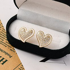 Orecchini a bottone da donna in ottone placcato a cremagliera con micro pavé di zirconi cubici trasparenti&nbsp;EJEW-C125-32G
