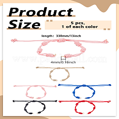 5 stücke 5 farben verstellbare geflochtene nylon schnur armband herstellung&nbsp;MAK-LP0001-05