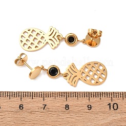 Orecchini pendenti a forma di ananas in acciaio inossidabile 304&nbsp;EJEW-F393-09G