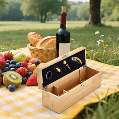 Scatole regalo in legno per vino con fermagli e 4 apribottiglie&nbsp;CON-WH0089-269