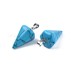 Pendenti in pietra sintetica blu turchese cono / spike / pendolo tinti&nbsp;G-R278-77