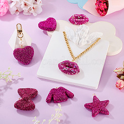 5 Stück 5 Stile handgemachte Polymer Clay Glas Strass große Anhänger&nbsp;RB-BT0001-04