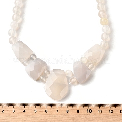 Collane di perline graduate sfaccettate in agata bianca naturale per le donne&nbsp;NJEW-B128-01J