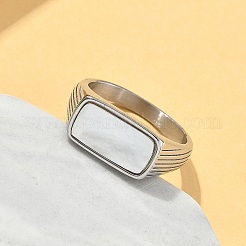 316l Edelstahl Muschel Fingerringe für Damen&nbsp;RJEW-U054-01C-P