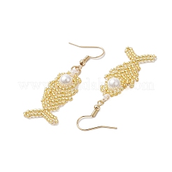 Pendientes colgantes con cuentas de vidrio en forma de espiga de pescado&nbsp;EJEW-MZ00439-04