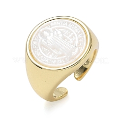 Offene Manschettenringe aus Messing und weißem Muschelhorn&nbsp;KK-CBA56EF-42A-G
