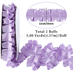 Bordure en dentelle polyester double face plissée de couleur unie&nbsp;DIY-WH20002-138A