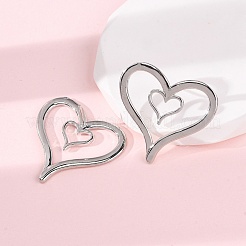 Orecchini a bottone a cuore in ottone&nbsp;EJEW-H165-08P