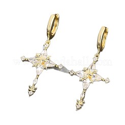 Boucles d'oreilles créoles pendantes en laiton et zircon cubique&nbsp;WG4AE01-01