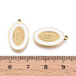 Religiöse ovale Anhänger aus Edelstahl 304 und Emaille&nbsp;STAS-T073-14G