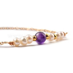 Bracelets de perles d'améthyste naturelle&nbsp;BJEW-JB05327-01