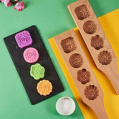 Flache runde & quadratische & florale Mondkuchenformen aus Holz&nbsp;BAKE-SZ0001-02