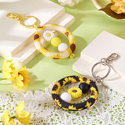 DIY-Sets zur Herstellung von Schlüsselanhängern aus Sonnenblumeneisen mit Perlen&nbsp;DIY-TA0010-21