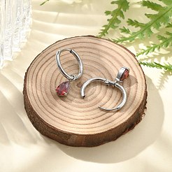 Orecchini a cerchio in acciaio inossidabile 304 con micro pavé di zirconi cubici&nbsp;STAS-R004-05P-01