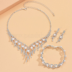 Pferdeauge Legierung Kristall Strass & Kunststoff Perle Kette Halsketten & Ohrstecker & Armbänder Sets&nbsp;FS-WG3003B-01