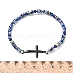Bracelets extensibles avec perles en lapis-lazuli naturel&nbsp;BJEW-F493-07EB