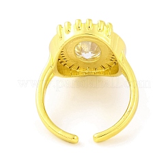 Anello a polsino aperto ovale con zirconi cubici e vetro&nbsp;RJEW-U003-21