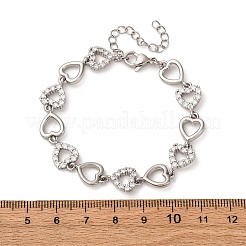 Messing-Gliederarmbänder mit Mikropflaster und klaren Zirkonia für Damen&nbsp;BJEW-D342-03P