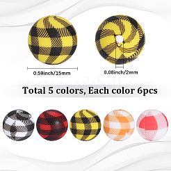 30 pièces 5 styles de perles focales rondes en silicone&nbsp;SIL-SC0003-28