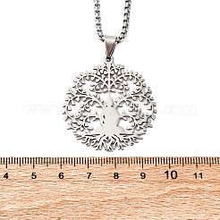 201 Edelstahl Buddha Yoga Baum des Lebens Anhänger Halsketten&nbsp;NJEW-S440-11P