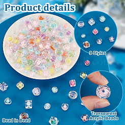 180pcs 9 Arten transparente Acrylperlen&nbsp;OACR-PH0004-30