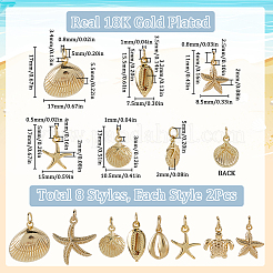 16pcs 8 styles pendentifs en laiton&nbsp;KK-SC0005-78