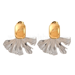 Pendientes de botón de acero inoxidable 304 de dos tonos para mujer&nbsp;LS-EJEW-A136-01C-GP