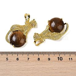 Natürlicher Tigerauge-Ball mit leopardenförmigen Messinganhängern&nbsp;KK-F887-04G-27