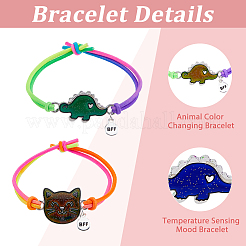 4 set di 4 braccialetti in lega con maglie a forma di gatto e dinosauro con gomma&nbsp;BJEW-FI0001-55