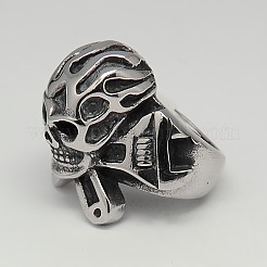 Breite Ringe aus 304 Edelstahl im Piratenstil mit Totenkopf&nbsp;RJEW-F006-279