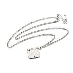 Collane con ciondolo a forma di libro in acciaio inossidabile 304 per donna&nbsp;LS-NJEW-U037-01A-P