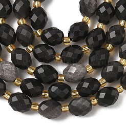 Natürliche silberglänzende Obsidian-Perlenstränge&nbsp;G-F809-A28-01