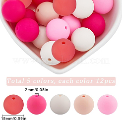 60 pz 2 stili perline focali rotonde in silicone con perline acriliche fluorescenti&nbsp;SIL-SP0001-01A