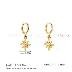 Boucles d'oreilles pendantes créoles en acier inoxydable 304 serties de micro-pavés de zirconiums cubiques pour femmes&nbsp;MS6210-4