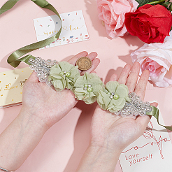Polyester Kristall Strass Blume Brautgürtel für Hochzeitskleid&nbsp;AJEW-WH0596-220
