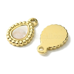 Ionenplattierung (IP) 304 Edelstahl Pavé Muschel Tropfen Charms&nbsp;FIND-Z028-21G