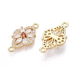 Ciondoli con connettore in ottone con pavé di zirconi cubici trasparenti e rosso arancio&nbsp;KK-N284-03G