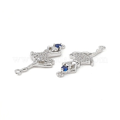 Verbindungsanhänger mit Mikropavé aus Messing mit durchsichtigen Zirkonia-Steinen&nbsp;KK-E068-VB036