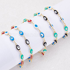 Bracelets à maillons mauvais œil en laiton émaillé&nbsp;BJEW-NB0001-03