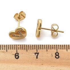 Ohrstecker mit Gestellplattierung aus Messing mit Mikropavé und klaren Zirkonia&nbsp;EJEW-K299-01G-V