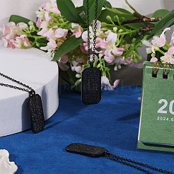 4 collar con colgante de etiqueta rectangular en relieve de acero inoxidable&nbsp;NJEW-CO0001-02EB