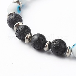 Braccialetti elasticizzati fatti a mano con perline malocchio&nbsp;BJEW-JB06466-04