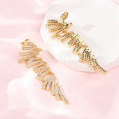 Pendientes colgantes de latón multicapa con micro circonitas cúbicas transparentes para mujer.&nbsp;EJEW-F418-24G