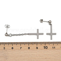 Christliche Ohrstecker mit umgedrehtem Kreuz aus Edelstahl 201&nbsp;LS-EJEW-P314-01C-P