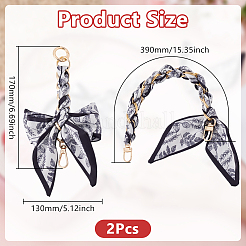 2 pièce 2 styles de sangles de chaîne de sac à main en alliage avec ruban et nœud papillon&nbsp;FIND-GO0003-74