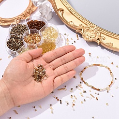 7 Stil transparent & trans & metallic Farben Glas Saatperlen&nbsp;SEED-YW0001-45B