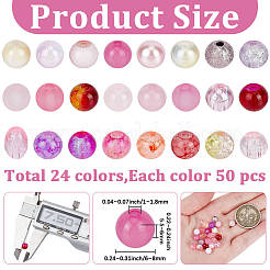 DIY 1200 Stück Crackle Glas & Acryl Runde Perlen Zubehörse Kits&nbsp;DIY-PA0001-34B